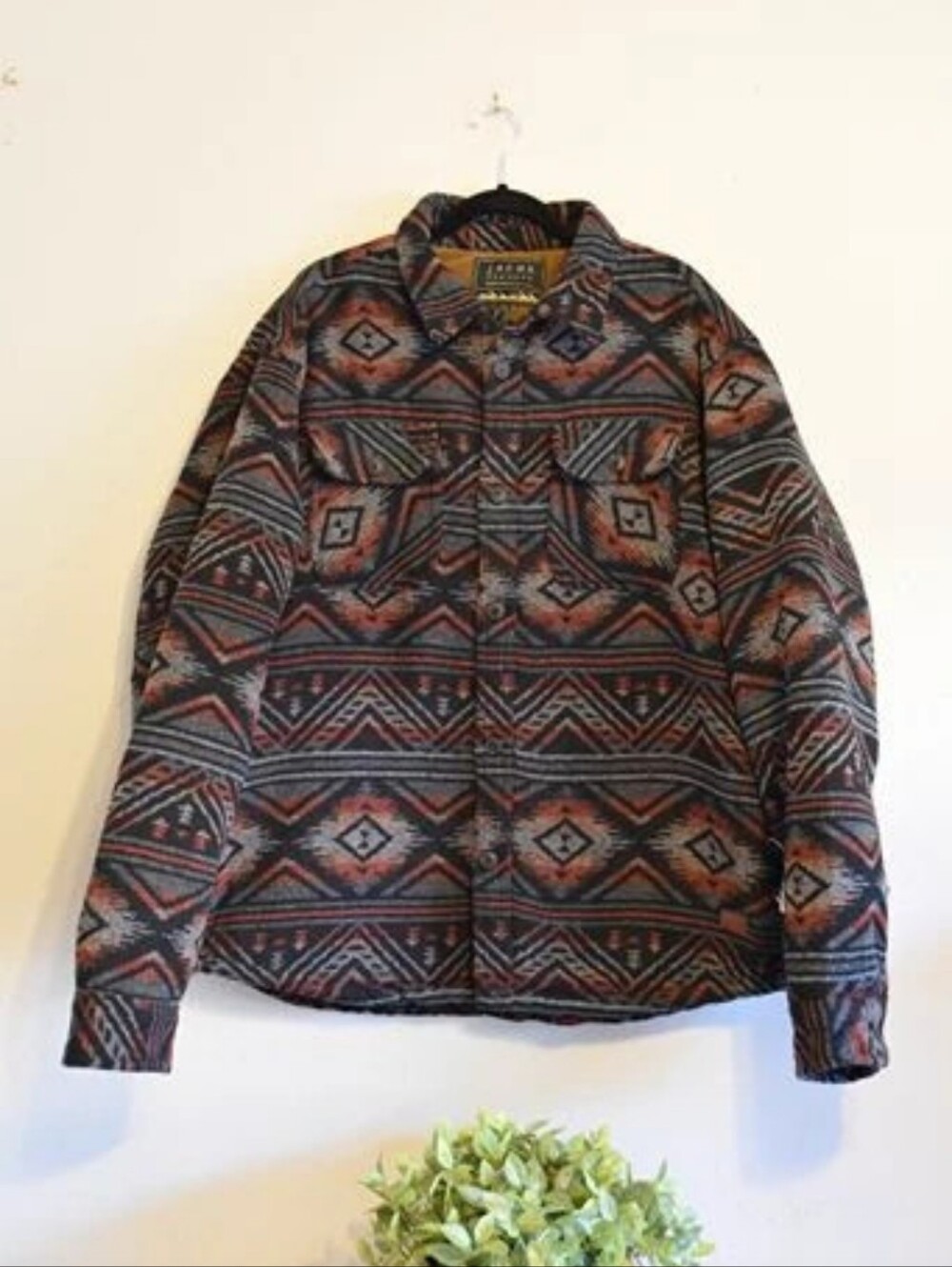 Jachs New York Men's XXL Sherpa Lined Aztec Southwestern Button Down Shirt Jacke